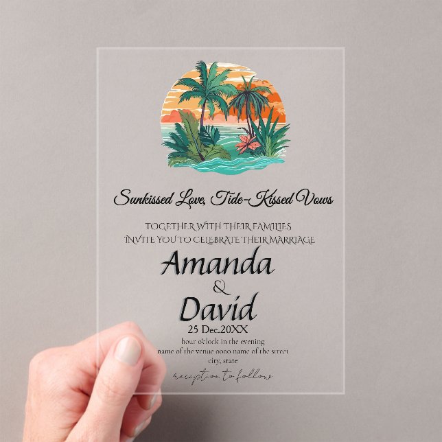 Invitaciones Acrílicas Elegant Seaside Beach Wedding Invitation (Insitu (portátil))