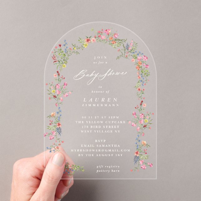 Invitaciones Acrílicas Elegant Spring Dainty Floral Arch Baby Shower (Insitu (portátil))