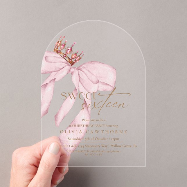 Invitaciones Acrílicas Elegant Sweet 16 Blush Pink Birthday  (Insitu (portátil))