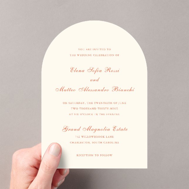 Invitaciones Acrílicas Elegant Terracotta Modern Classic Wedding (Insitu (portátil))