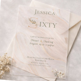 Invitaciones Acrílicas Elegant Transparent Marbled 60th Birthday 