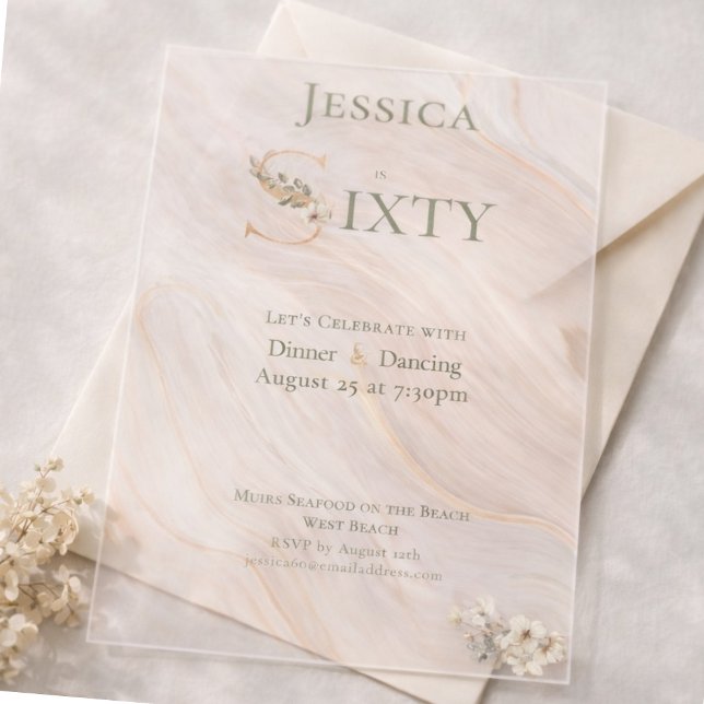 Invitaciones Acrílicas Elegant Transparent Marbled 60th Birthday  (Subido por el creador)