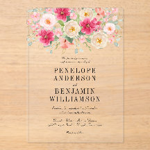 Elegant Watercolor Bright Pink Floral Wedding
