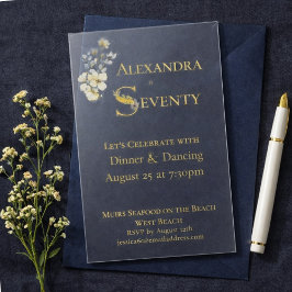 Invitaciones Acrílicas Elegant Watercolor Floral Cream 70th Birthday 