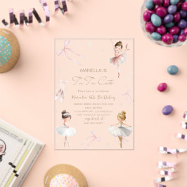 Invitaciones Acrílicas Elegant  Watercolor One 5th Birthday tutu cute Gir