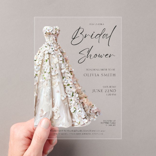 Invitaciones Acrílicas Elegant Wedding Gown Bridal Shower Invitation (Insitu (portátil))