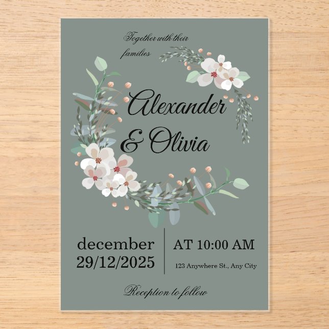 Invitaciones Acrílicas Elegant Wedding Invitation – Simple and Luxurious  (Anverso)