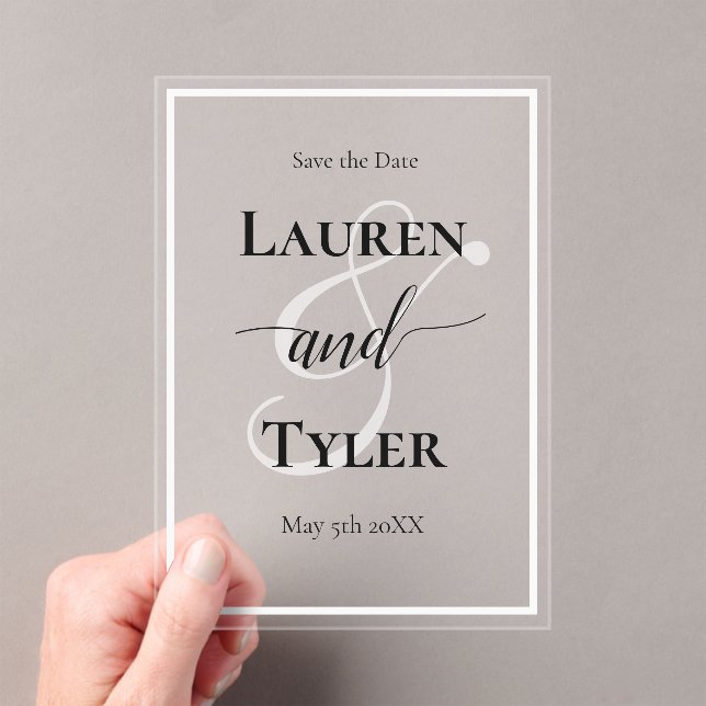 Invitaciones Acrílicas Elegant Wedding Save the Date - Monogram Template (Insitu (portátil))