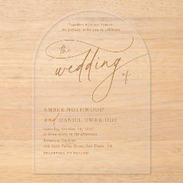 Invitaciones Acrílicas Elegant White Gold Floral Arch Wedding 