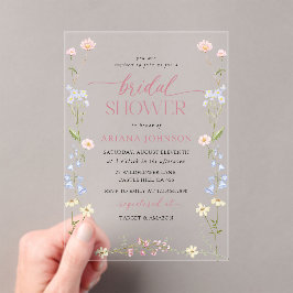 Invitaciones Acrílicas Elegant Wildflower Watercolor Floral Bridal Shower