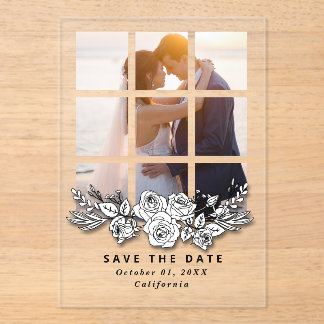 Invitaciones Acrílicas Elegant Window with Image Wedding Save the Date