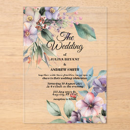 Invitaciones Acrílicas Elegante acuarela Boda floral botánico