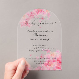 Invitaciones Acrílicas Elegante acuarela Chica floral rosa Baby Shower