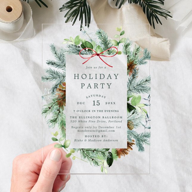 Invitaciones Acrílicas Elegante acuarela Fiesta de vacaciones de invierno (Subido por el creador)