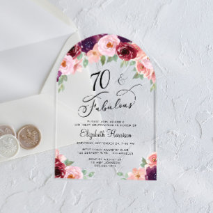 Invitaciones Acrílicas Elegante acuarela floral 70º arco de fiesta de cum