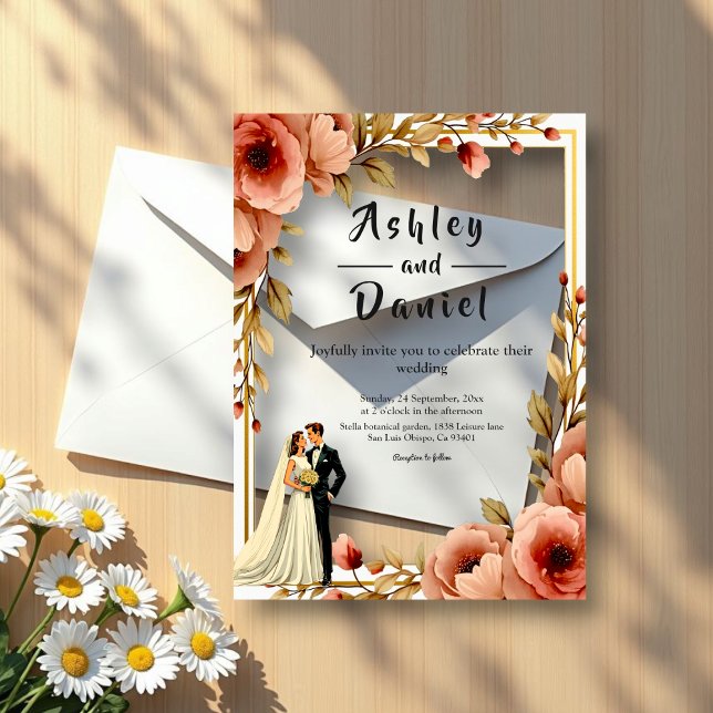 Invitaciones Acrílicas Elegante acuarela Floral Romántica Pareja Boda (Subido por el creador)