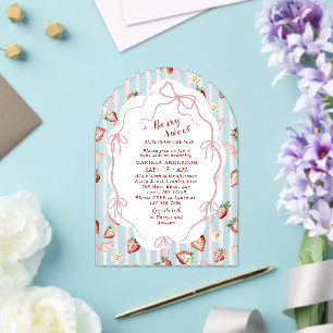 Invitaciones Acrílicas Elegante acuarela Fresa chica Baby Shower In