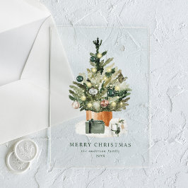 Invitaciones Acrílicas Elegante acuarela Navidad Árbol de vacaciones