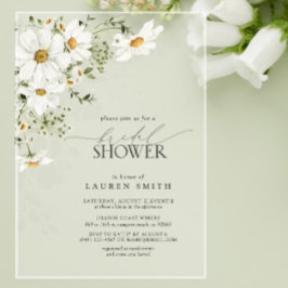 Invitaciones Acrílicas Elegante acuarela rústica Daisy Bridal Shower