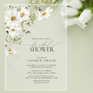 Invitaciones Acrílicas Elegante acuarela rústica Daisy Bridal Shower