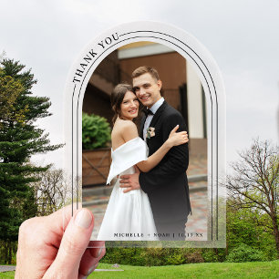 Invitaciones Acrílicas Elegante agradecimiento de foto de boda moderna