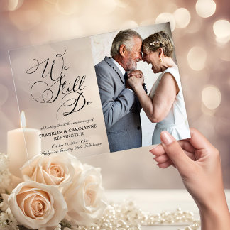 Invitaciones Acrílicas Elegante aniversario de boda, renovación de voto