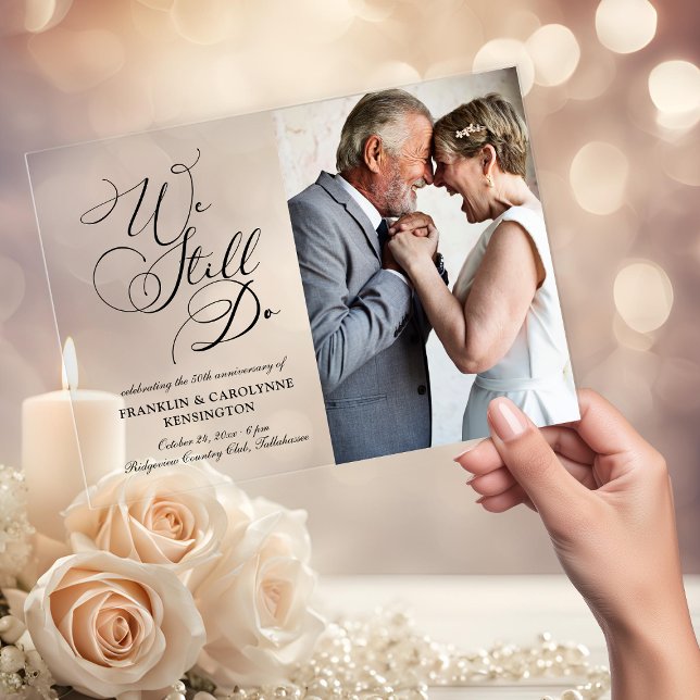 Invitaciones Acrílicas Elegante aniversario de boda, renovación de voto (Elegant Wedding Anniversary Vow Renewal Acrylic Invitations)