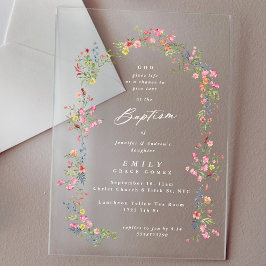 Invitaciones Acrílicas elegante arca floral de verano arca bautismo