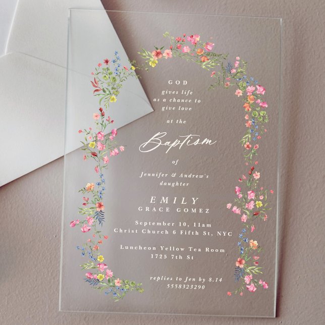 Invitaciones Acrílicas elegante arca floral de verano arca bautismo (Subido por el creador)
