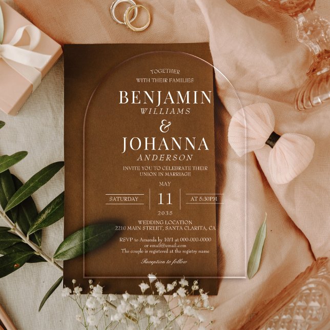 Invitaciones Acrílicas Elegante Arco Boda transparente (Elegant Transparent Clear Wedding Arch Acrylic Invitations
)