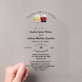 Invitaciones Acrílicas Elegante Arco Boho Pareja Vino Boda