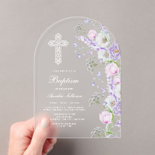 Invitaciones Acrílicas Elegante Arco de Flores de Lirios de Acuarela Baut