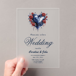 Invitaciones Acrílicas Elegante arreglo rosa con follaje dorado