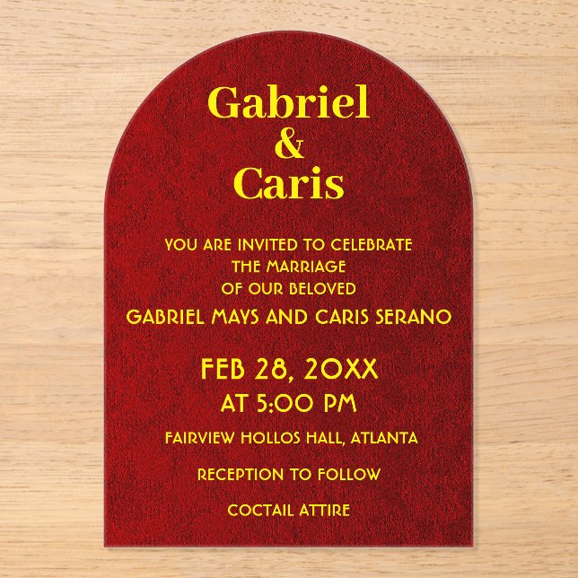 Invitaciones Acrílicas Elegante, atemporal y sofisticado Boda (Anverso)