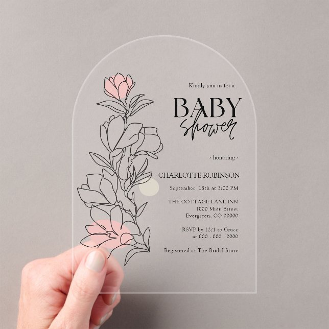 Invitaciones Acrílicas Elegante Baby Shower Boho Wildflower (Insitu (portátil))
