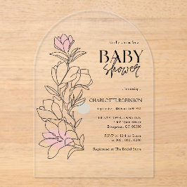 Invitaciones Acrílicas Elegante Baby Shower Boho Wildflower