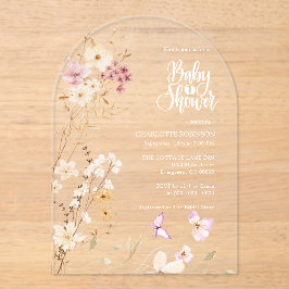Invitaciones Acrílicas Elegante Baby Shower Wildflower