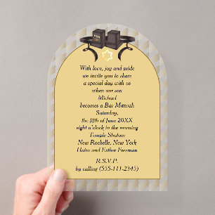 Invitaciones Acrílicas Elegante barra de Mitzvah Tefillin geométrica de o