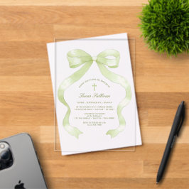 Invitaciones Acrílicas Elegante bautismo de vacas verdes