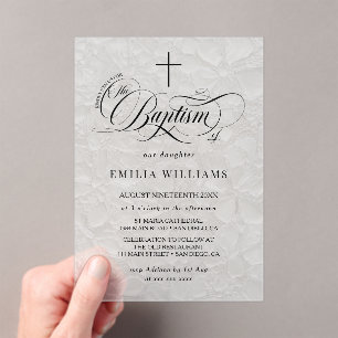 Invitaciones Acrílicas Elegante bautizo de niño y niña