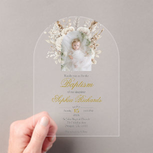 Invitaciones Acrílicas Elegante Bautizo para niño y niña