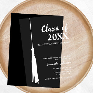 Invitaciones Acrílicas Elegante Blanco Chic 2026 Graduación Borla Toga de