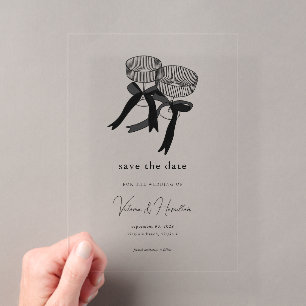 Invitaciones Acrílicas Elegante Blanco Negro Champagne Save the Date