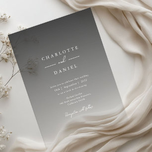 Invitaciones Acrílicas Elegante Boda Acrílica con Gradiente Gris Urbano
