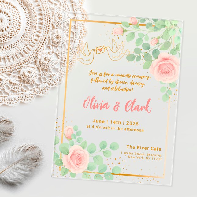 Invitaciones Acrílicas Elegante Boda acrílico con diseño floral (Subido por el creador)