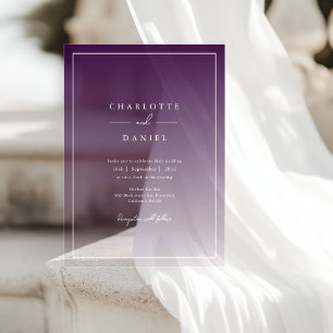 Invitaciones Acrílicas Elegante Boda acrílico de gradiente violeta de Ber