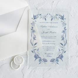 Invitaciones Acrílicas Elegante Boda asador chino azul