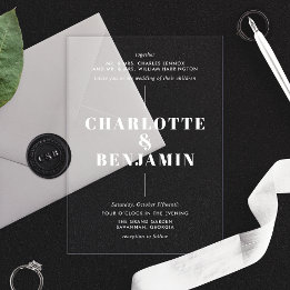 Invitaciones Acrílicas Elegante Boda blanco moderno