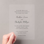 Invitaciones Acrílicas Elegante Boda blanco y negro limpio<br><div class="desc">La clásica invitación acrílica boda,  con un diseño sencillo con una redacción tradicional y sus nombres en un elegante guión de escritura a mano para un toque moderno. La paleta de colores puede cambiarse en la herramienta de edición de diseño.</div>
