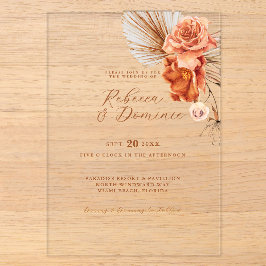 Invitaciones Acrílicas Elegante Boda Bohemio Rústico Floral